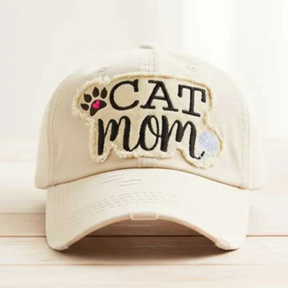 Ladies Stone Cat Mom Baseball Cap